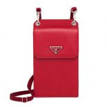 Prada Men Saffiano Leather Smartphone Case-Red