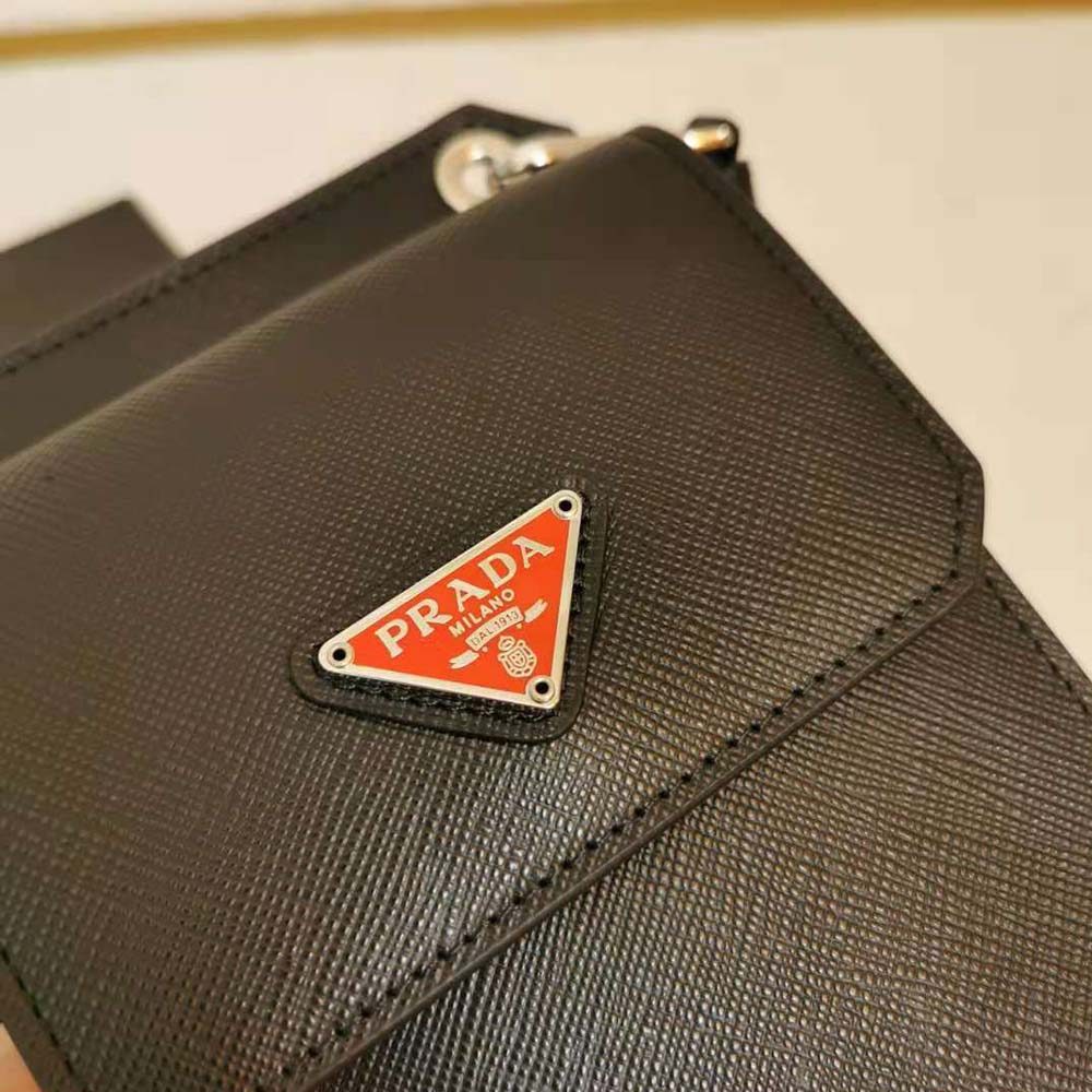 Prada Men Saffiano Leather Smartphone Case-Red