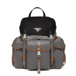 Prada Men Technical Fabric Nylon Backpack-Silver