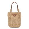 Prada Women Corn Husk and Leather Tote Handle Bag