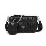 Prada Women Gaufre Nappa Leather Shoulder Bag-Black