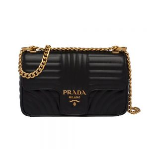 Prada Women Medium Leather Prada Diagramme Bag-Black