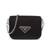Prada Women Nylon and Leather Prada Ldentity Shoulder Bag-Black
