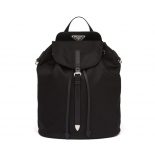 Prada Women Nylon and Saffiano Leather Backpack-Black