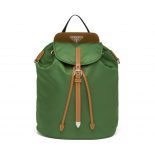 Prada Women Nylon and Saffiano Leather Backpack-Green