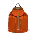 Prada Women Nylon and Saffiano Leather Backpack-Orange
