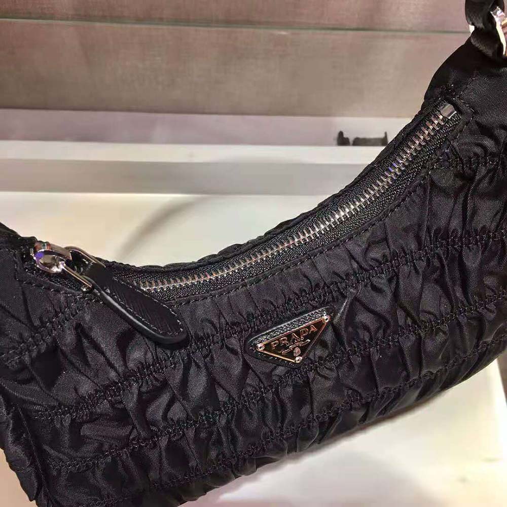 Prada Women Nylon and Saffiano Leather Mini Bag-Black
