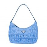 Prada Women Nylon and Saffiano Leather Mmini Bag-Blue