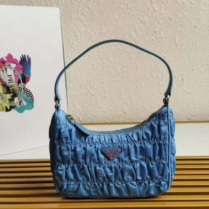 Prada Nylon And Saffiano Leather Mini Bag in Blue