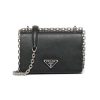 Prada Women Nylon and Saffiano Leather Shoulder Bag-Black