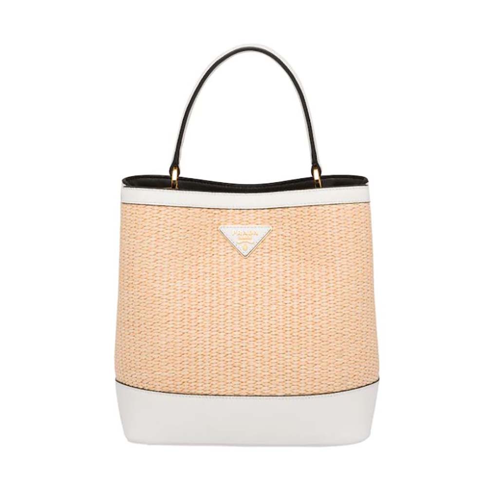 Prada Women Prada Panier Medium Straw Bag White