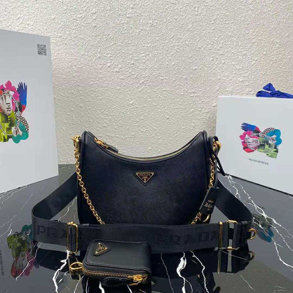 Prada Women Prada Re-Edition 2005 Saffiano Leather Bag-Black 2 Prada Women Prada Re-Edition 2005 Saffiano Leather Bag-Black - Image 2