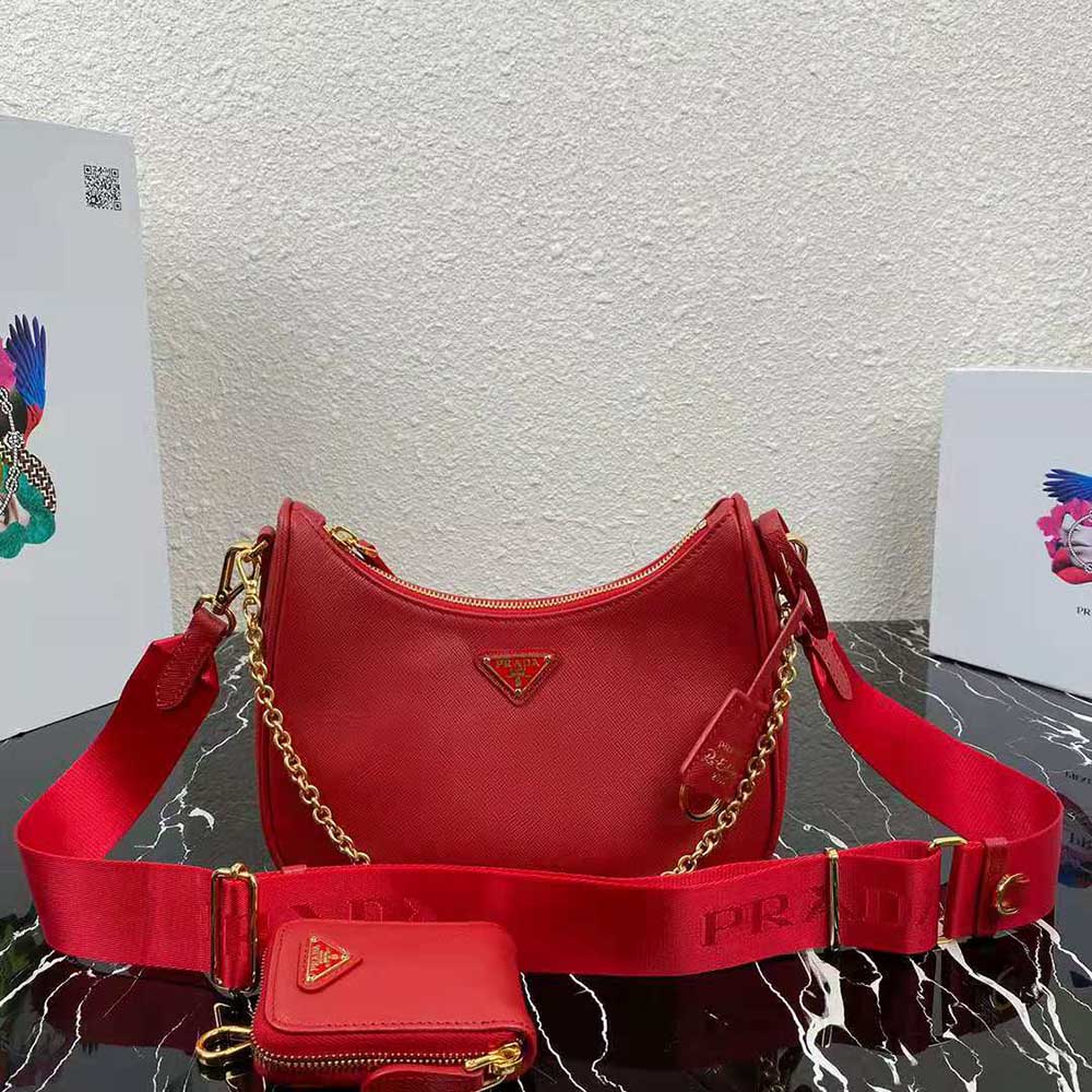 Prada Re-Edition 2005 Shoulder Bag Saffiano Leather Small Red 2206481