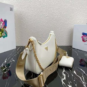 White Prada Re-edition 2005 Saffiano Leather Bag