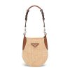 Prada Women Raffia and Leather Bag