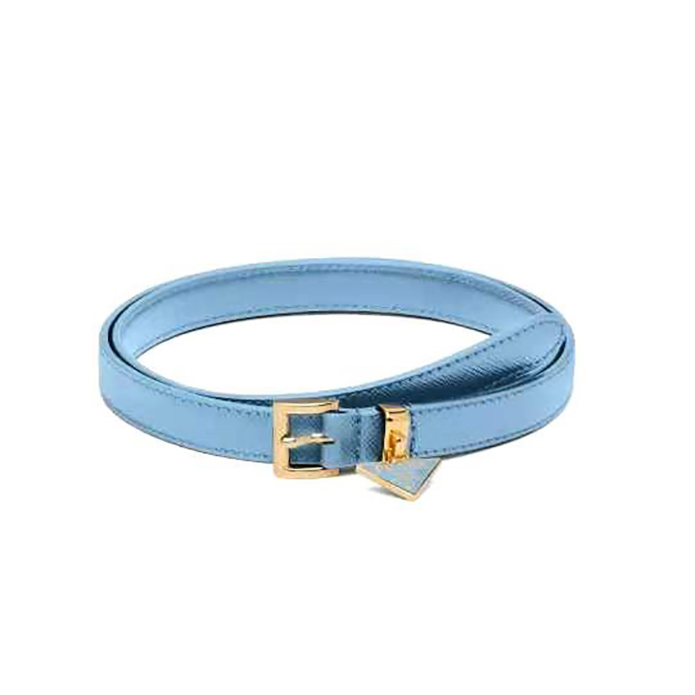 Prada Women Saffiano Leather Belt-Blue