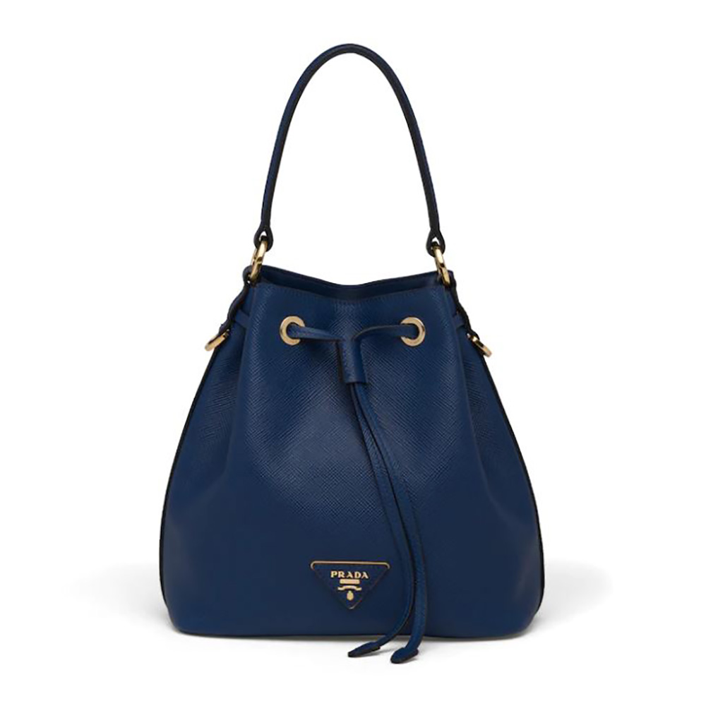 Prada Women Saffiano Leather Bucket Bag-Navy