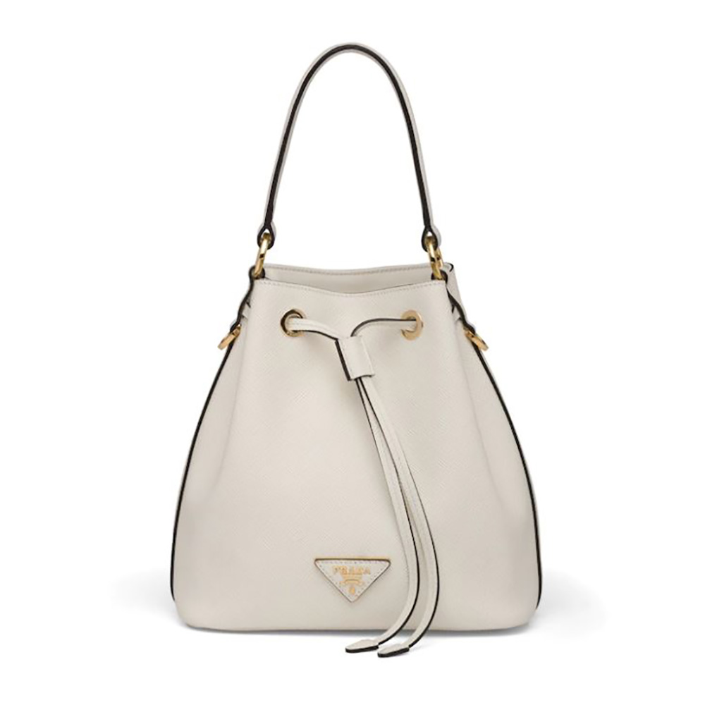 Prada Women Saffiano Leather Bucket Bag-Orange