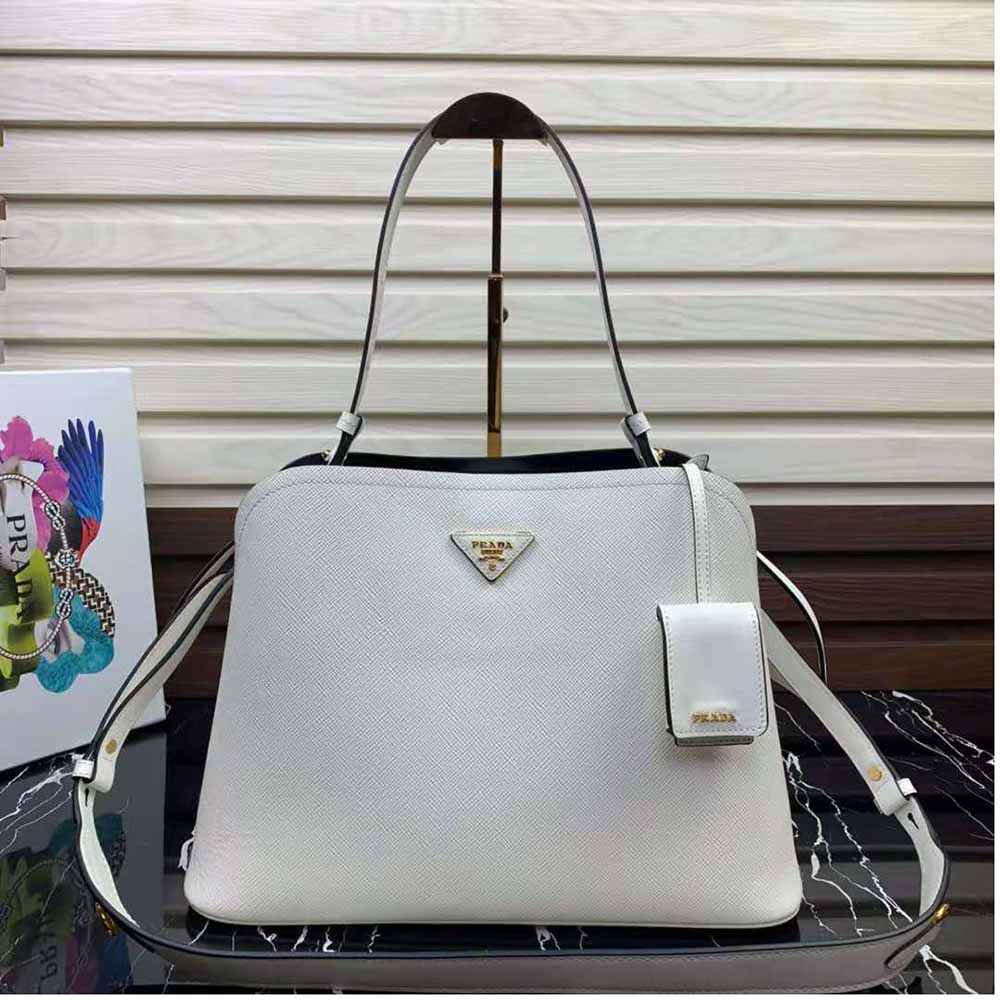 Prada Women Saffiano Leather Prada Matinee Bag-White 2 Prada Women Saffiano Leather Prada Matinee Bag-White - Image 2