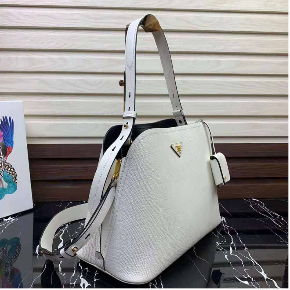 Prada Women Saffiano Leather Prada Matinee Bag-White 4 Prada Women Saffiano Leather Prada Matinee Bag-White - Image 4