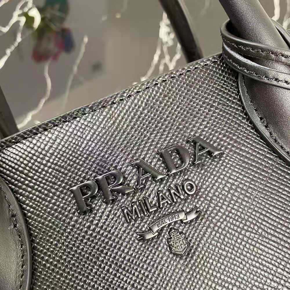 Prada Women Saffiano Leather Prada Monochrome Bag-Black 9 Prada Women Saffiano Leather Prada Monochrome Bag-Black - Image 9