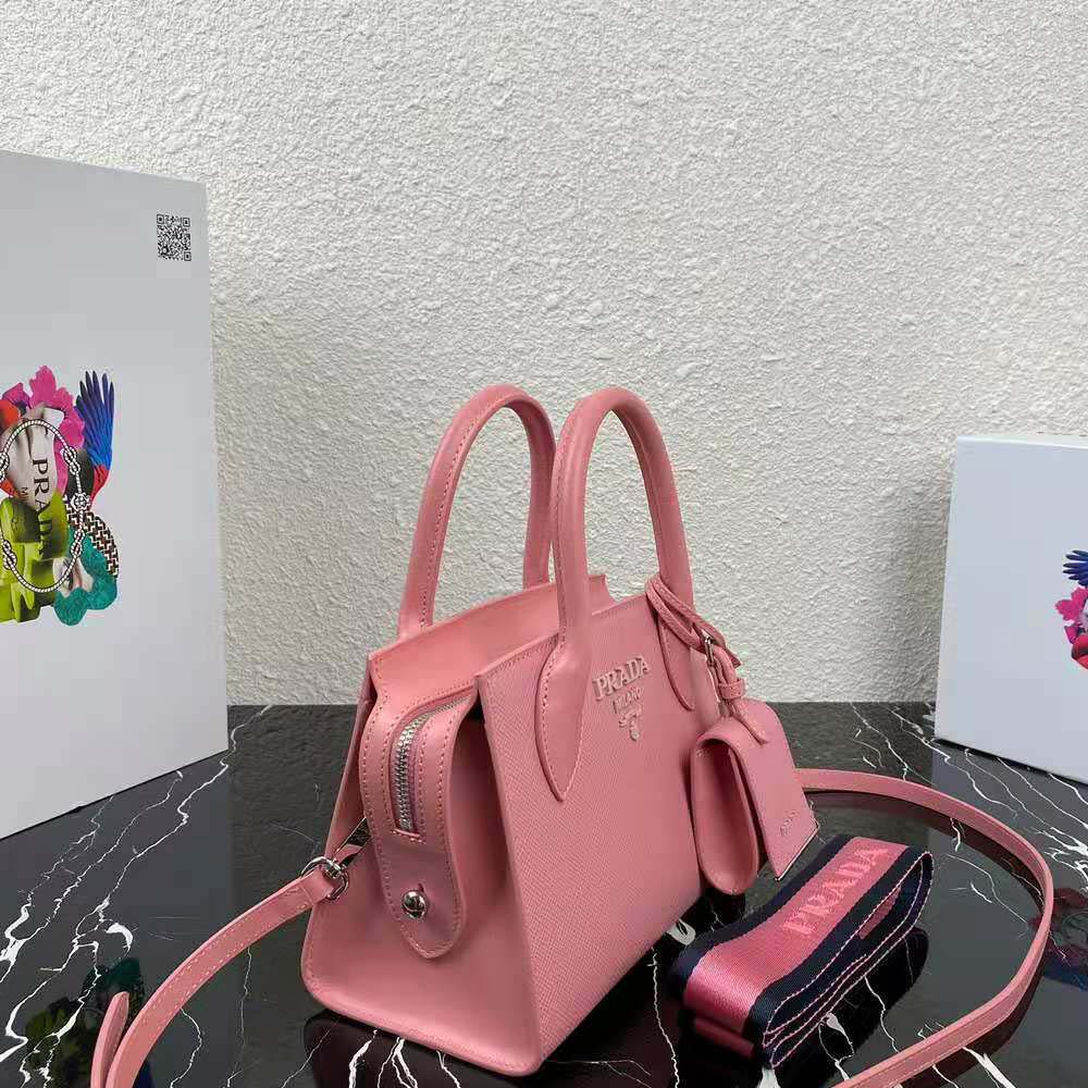 Prada Women Monochrome Saffiano Leather Bag-Pink