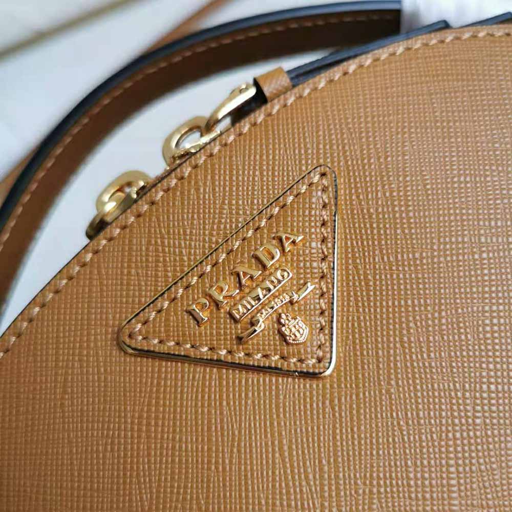 FWRD Renew Prada Saffiano Lux Odette Crossbody Bag in Brown