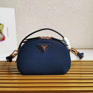 Prada Women Saffiano Leather Prada Odette Bag-Navy