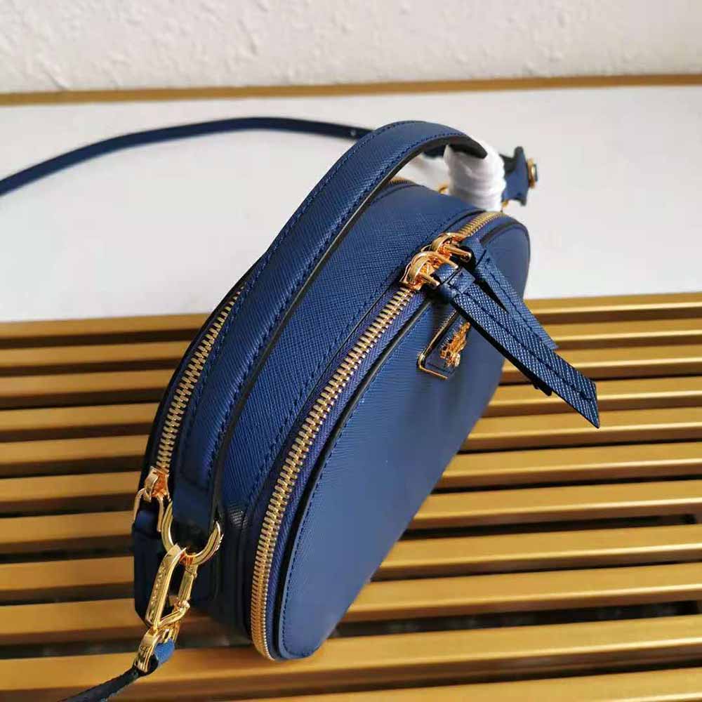 Prada Women Saffiano Leather Prada Odette Bag-Navy