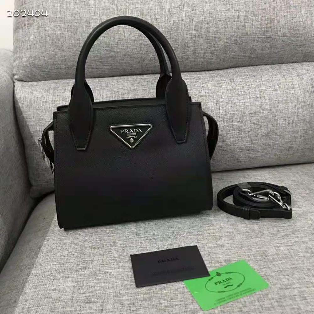 Prada Kristen Saffiano Mini-bag In Black