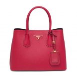Prada Women Small Saffiano Leather Double Prada Bag-red