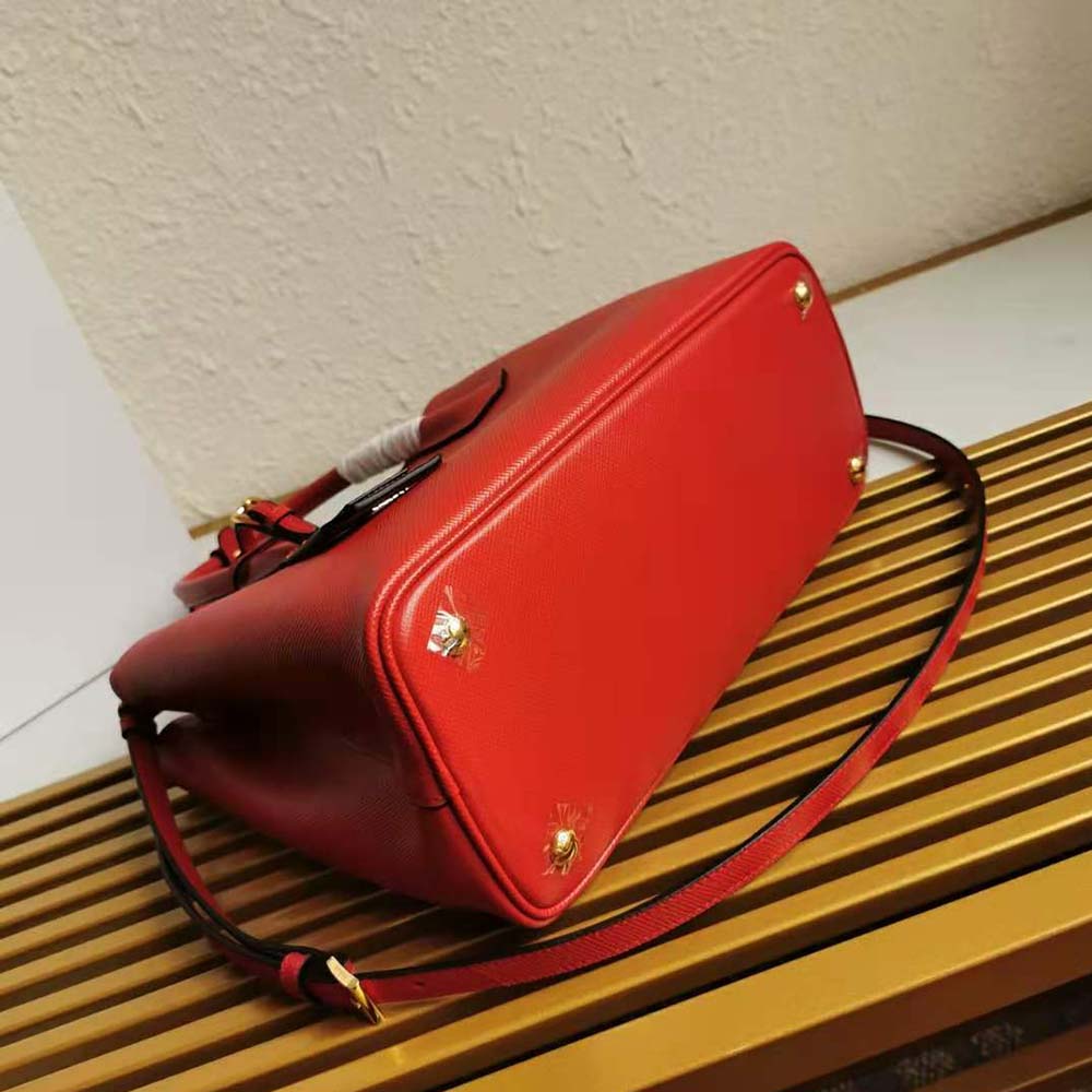 Prada, Bags, Small Saffiano Leather Double Prada Bag Burgundy Red  Rp450tax Extra Classy