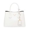 Prada Women Small Saffiano Leather Double Prada Bag-white