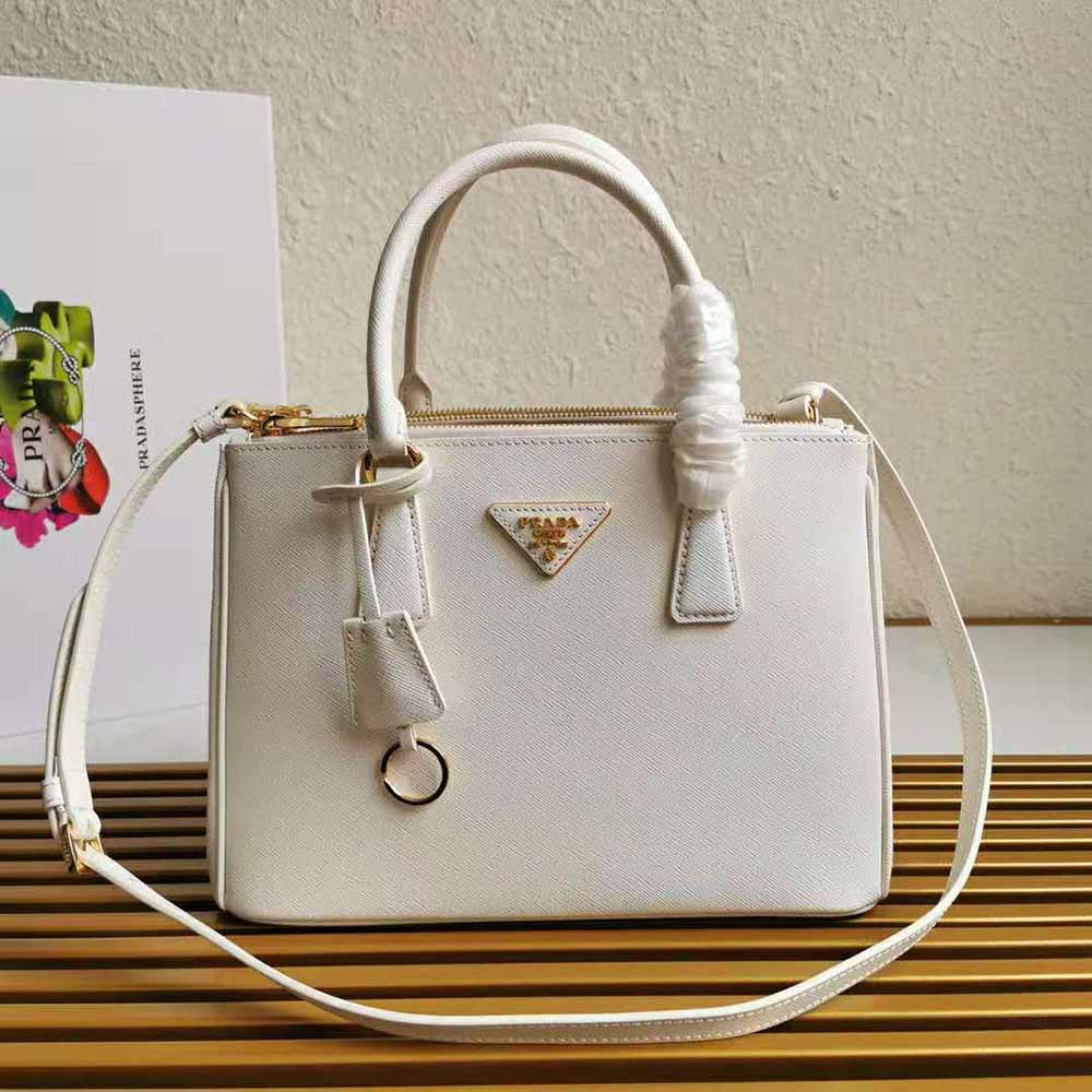 Prada Galleria Saffiano Leather Mini Bag, White, One Size