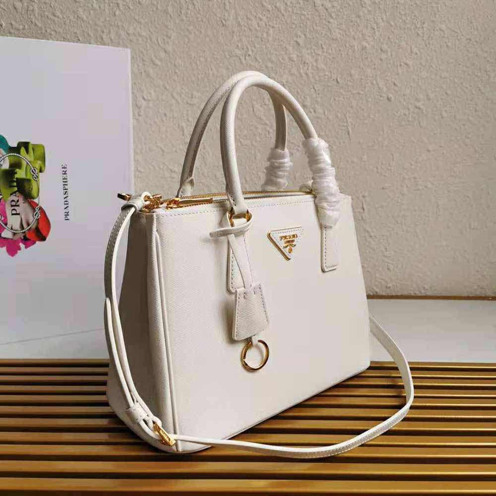 Prada Women Small Saffiano Leather Prada Galleria Bag-White 3 Prada Women Small Saffiano Leather Prada Galleria Bag-White - Image 3