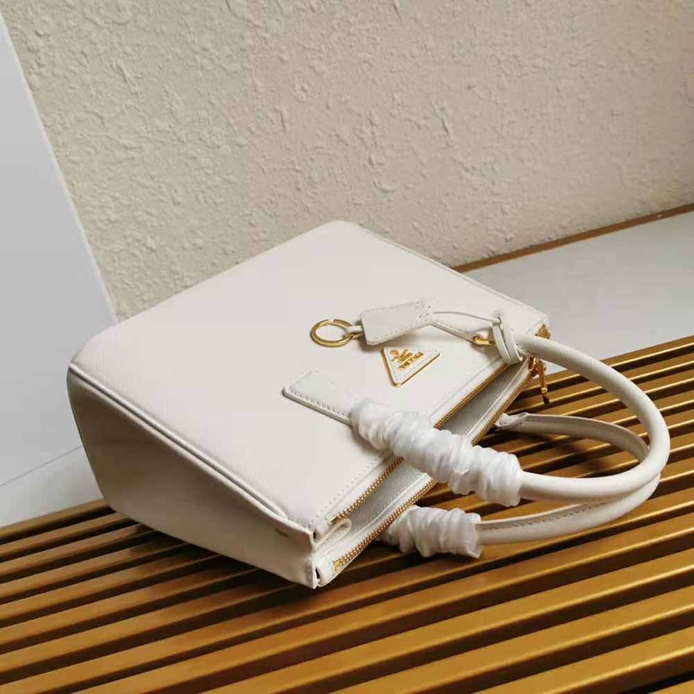 Prada Women Small Saffiano Leather Prada Galleria Bag-White 5 Prada Women Small Saffiano Leather Prada Galleria Bag-White - Image 5