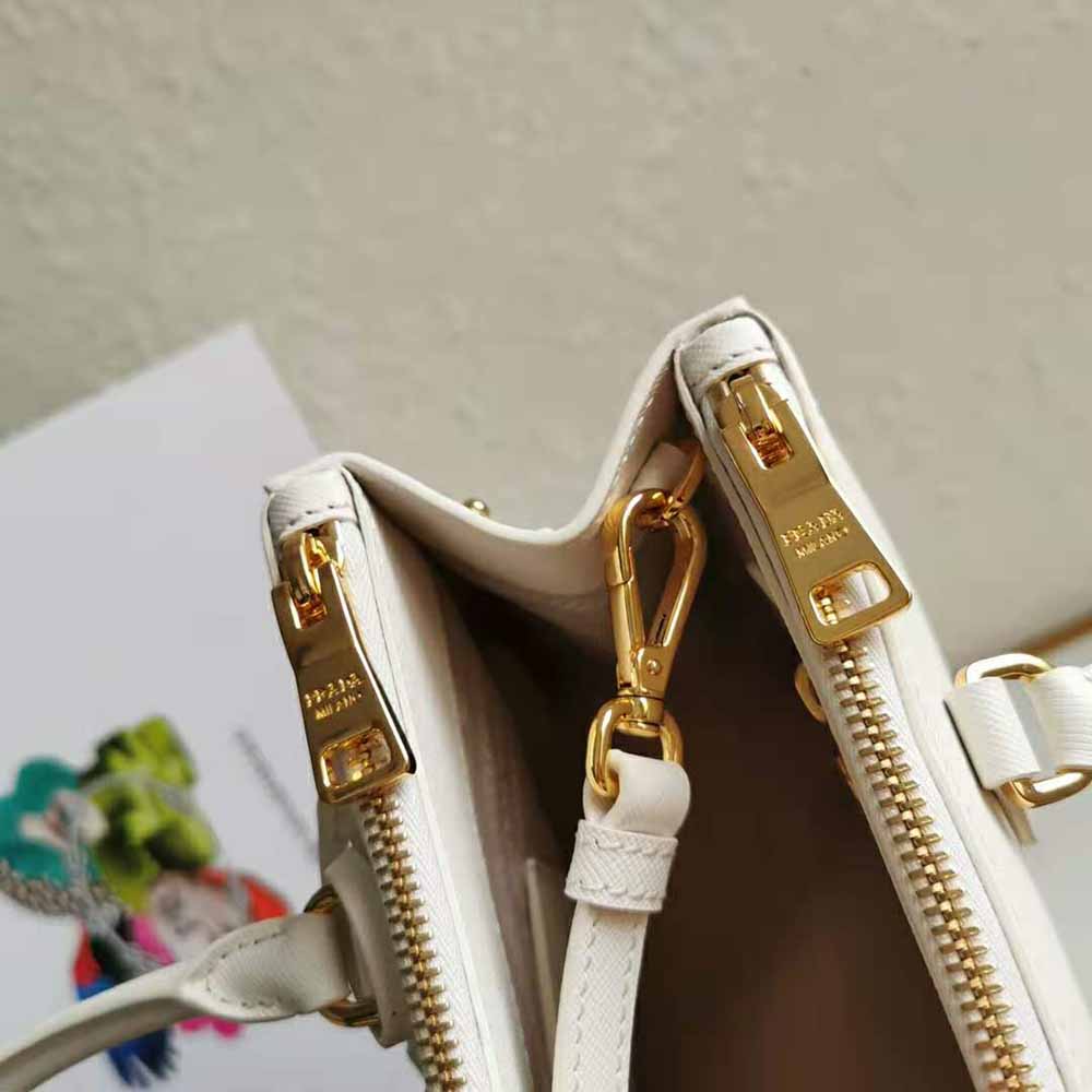 Prada Women Small Saffiano Leather Prada Galleria Bag-White 8 Prada Women Small Saffiano Leather Prada Galleria Bag-White - Image 8