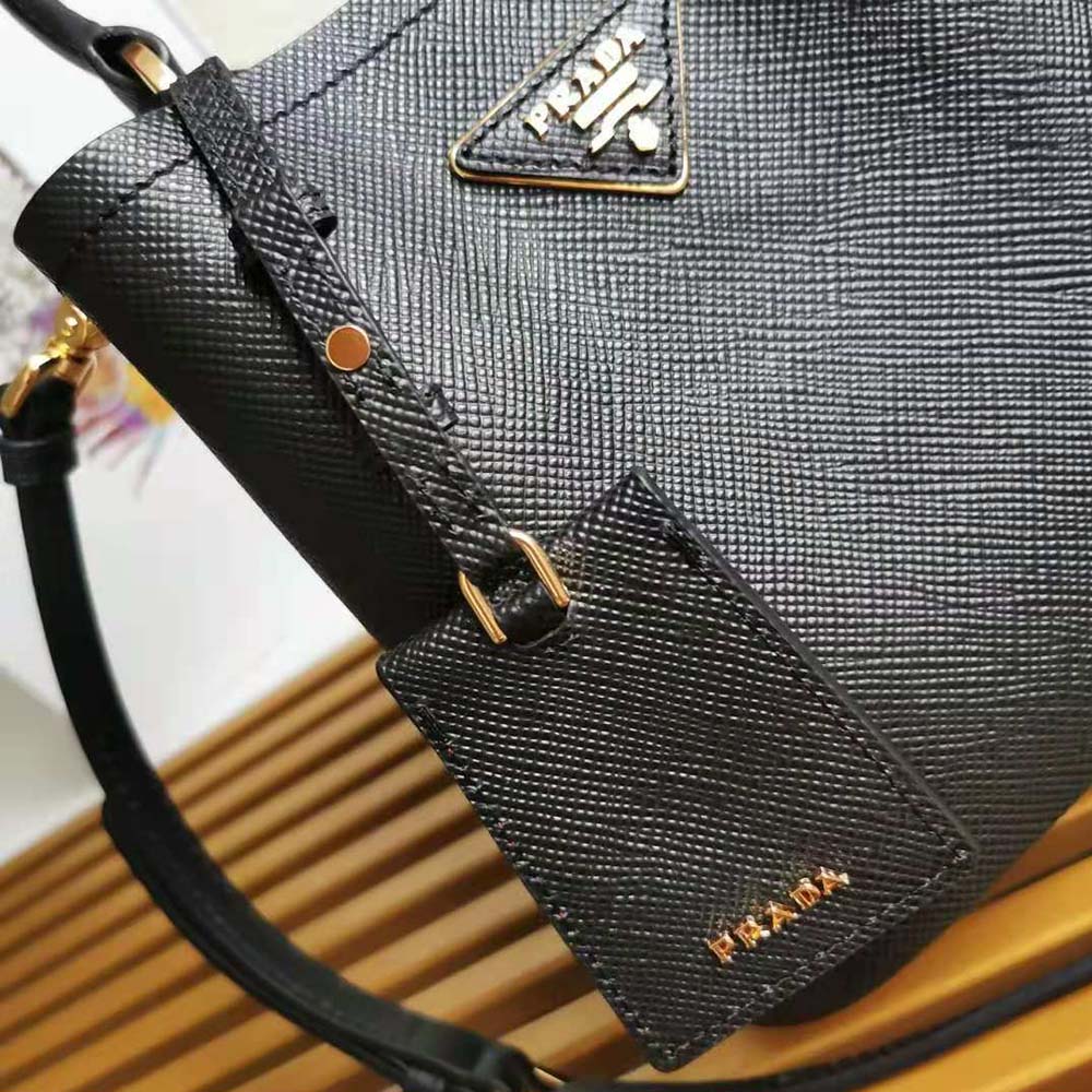 Prada Panier Small Leather Shoulder Bag Black