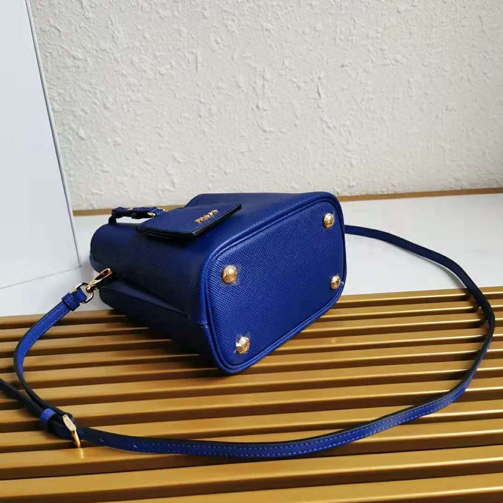 Prada Women Small Saffiano Leather Prada Panier Bag-Navy 5 Prada Women Small Saffiano Leather Prada Panier Bag-Navy - Image 5