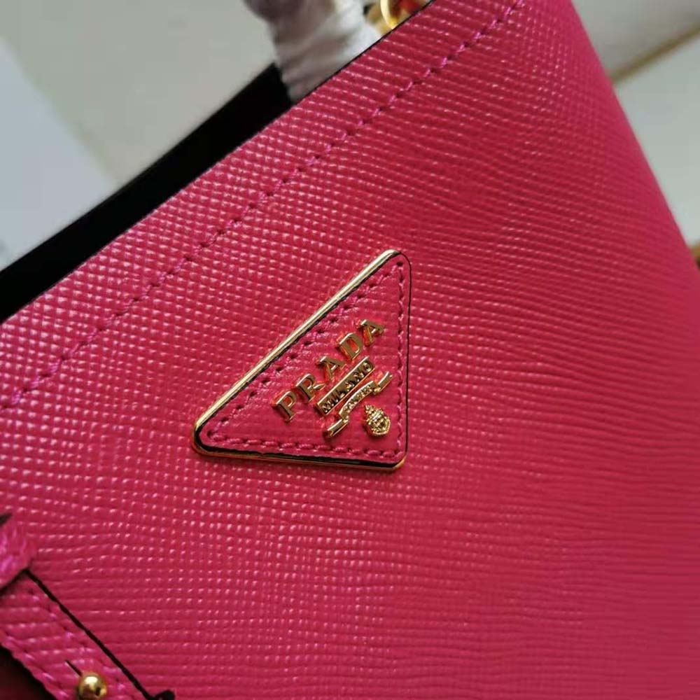 Prada Women Small Saffiano Leather Prada Panier Bag-Rose 8 Prada Women Small Saffiano Leather Prada Panier Bag-Rose - Image 8