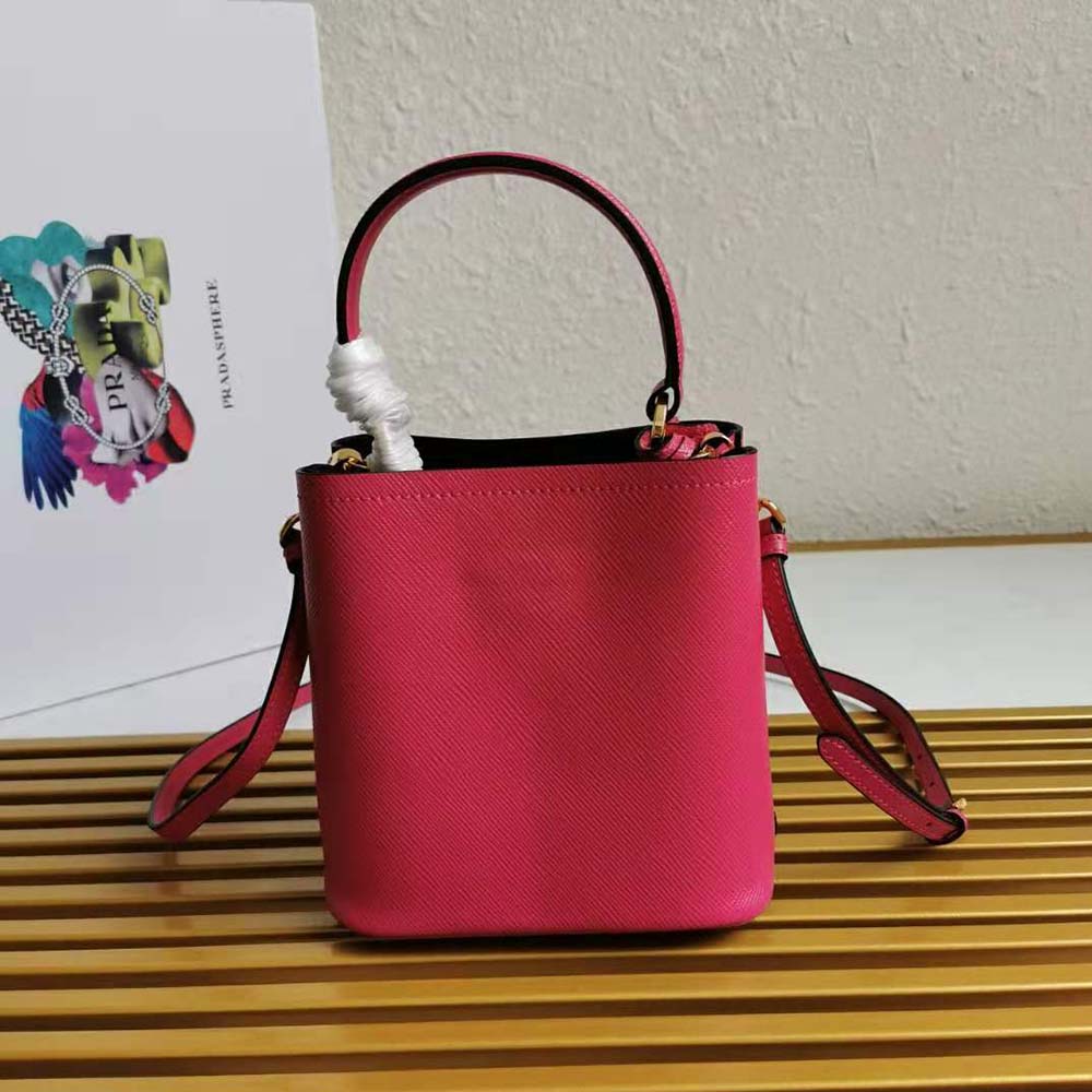 Prada Women Small Saffiano Leather Prada Panier Bag-Rose 3 Prada Women Small Saffiano Leather Prada Panier Bag-Rose - Image 3