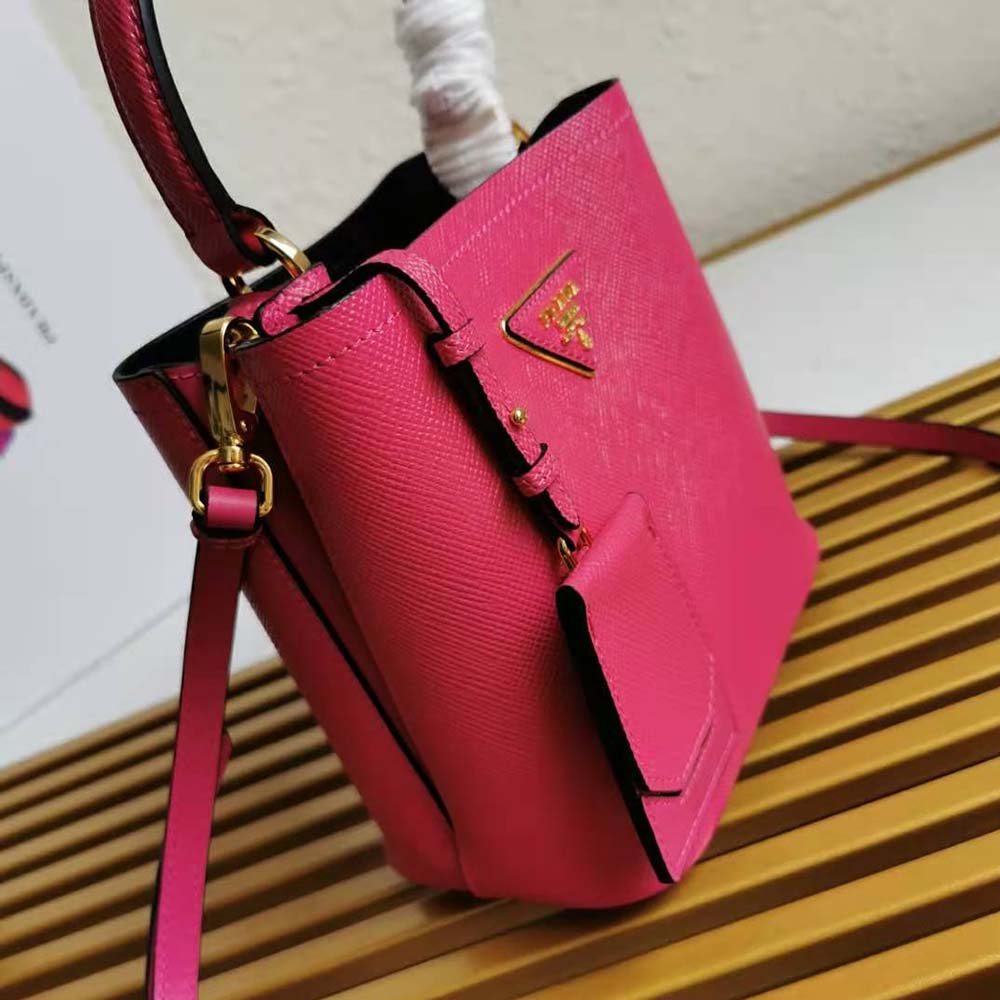 Prada Women Small Saffiano Leather Prada Panier Bag-Rose 7 Prada Women Small Saffiano Leather Prada Panier Bag-Rose - Image 7