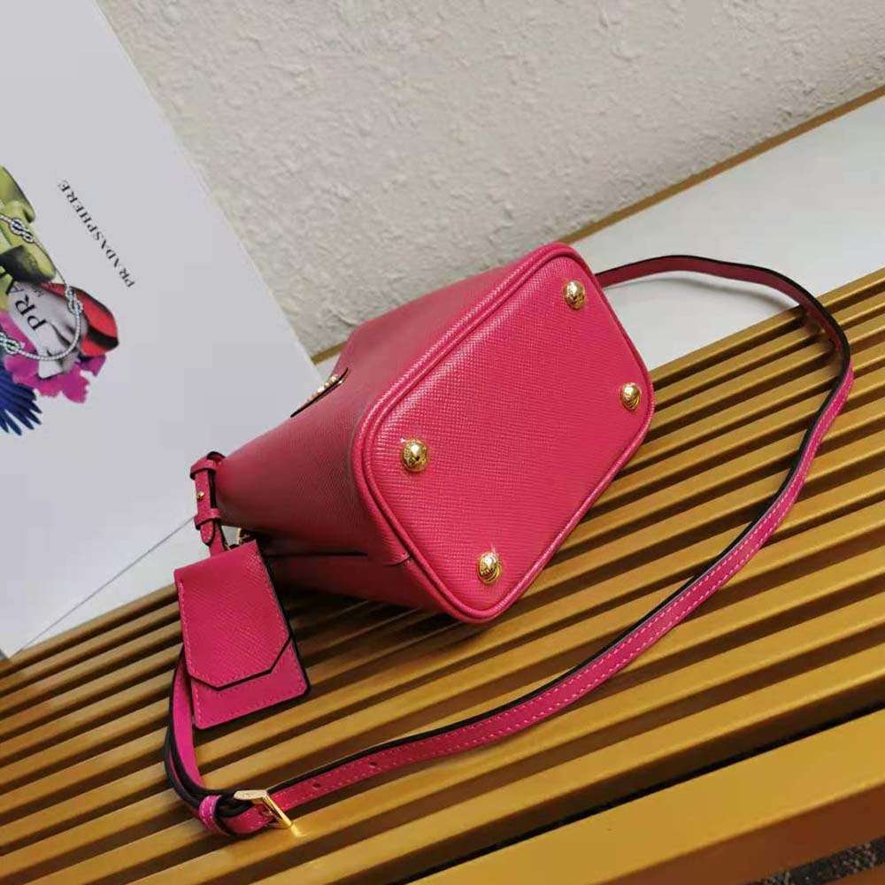 Prada Women Small Saffiano Leather Prada Panier Bag-Rose 5 Prada Women Small Saffiano Leather Prada Panier Bag-Rose - Image 5