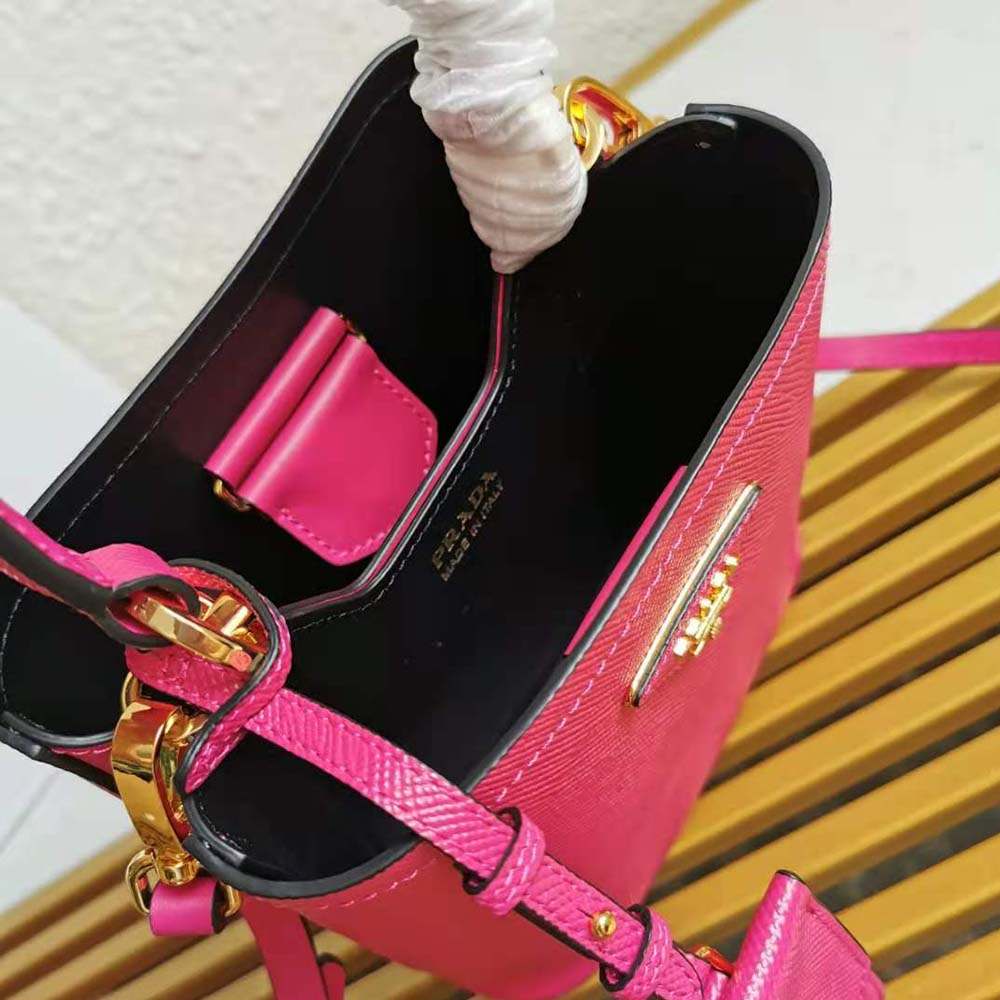 Prada Women Small Saffiano Leather Prada Panier Bag-Rose 10 Prada Women Small Saffiano Leather Prada Panier Bag-Rose - Image 10