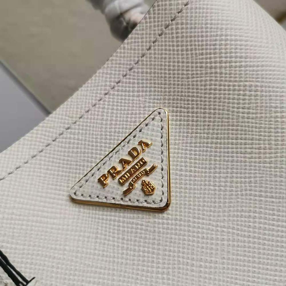 Prada Women Small Saffiano Leather Prada Panier Bag-White 10 Prada Women Small Saffiano Leather Prada Panier Bag-White - Image 10