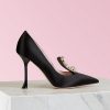 Roger Vivier Women Broche Vivier Buckle Pumps in Satin-10cm Heel