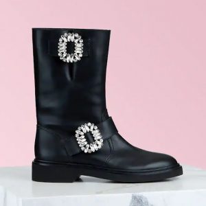 Roger Vivier Women Viv' Biker Boots in 2.5cm Heel-Black