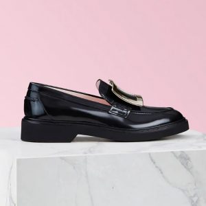 Roger Vivier Women Viv' Rangers Metal Buckle Loafers-Black