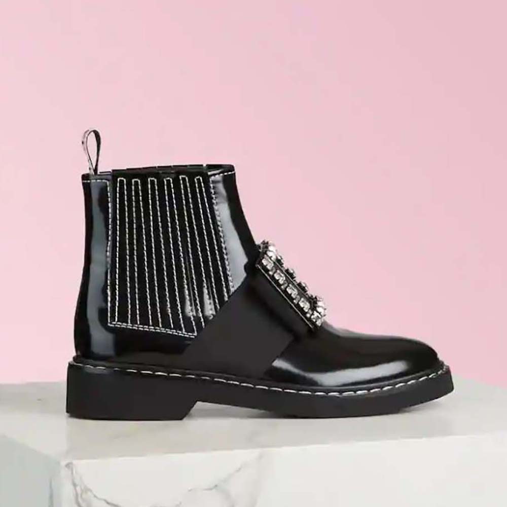 VIV' RUN LIGHT SOCKS ANKLE BOOTS IN BLACK FABRIC STRASS BUCKLE