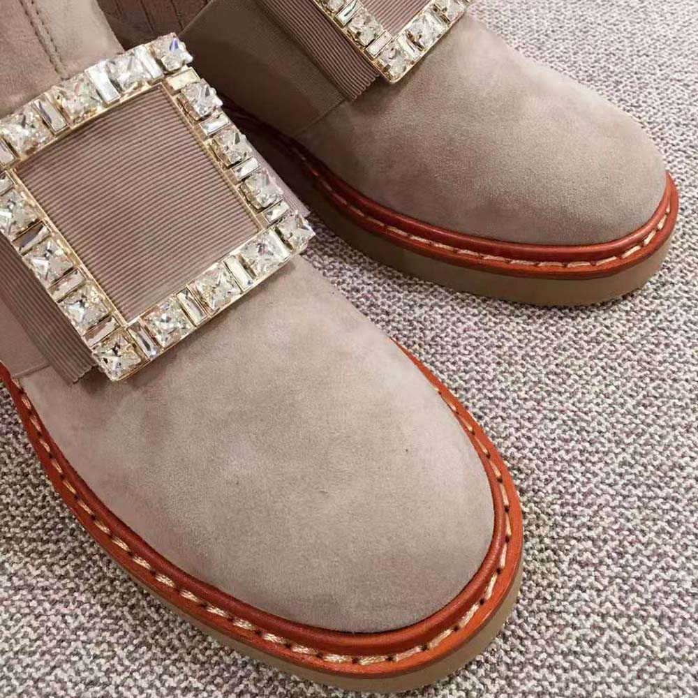 Roger Vivier Women Viv' Rangers Strass Buckle Chelsea Booties in Suede 5 Roger Vivier Women Viv' Rangers Strass Buckle Chelsea Booties in Suede - Image 5